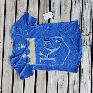 NWT KC Royal Nike The Nike Tee Medium Blue Gold Short Sleeve Shirt Marled MLB